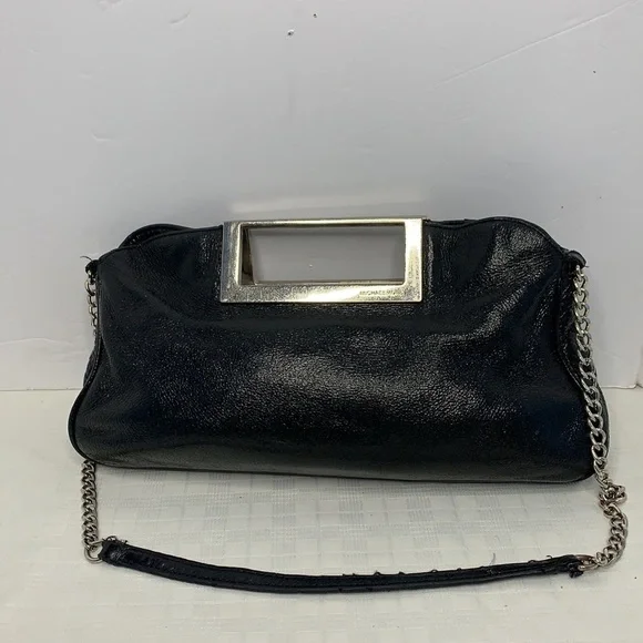 Michael Kors shinny black leather night out bag